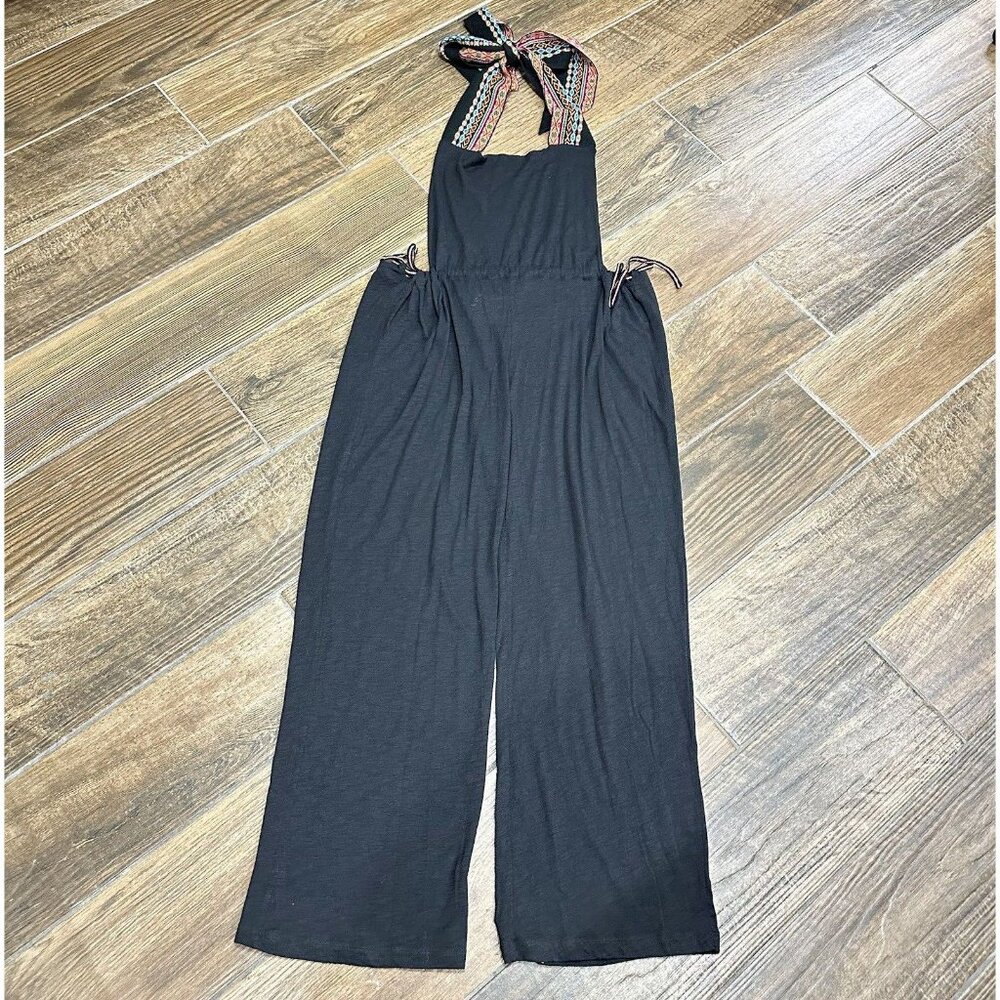 Pitusa Coverup Jumpsuit Womens Petite Shoulder Sash Straps Wide Leg Pima Blend